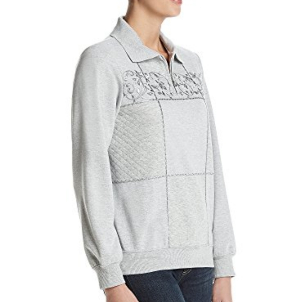 Alfred Dunner Vintage 1/4 zip Pullover Sequin Quilted Sweater‎ Sz Large